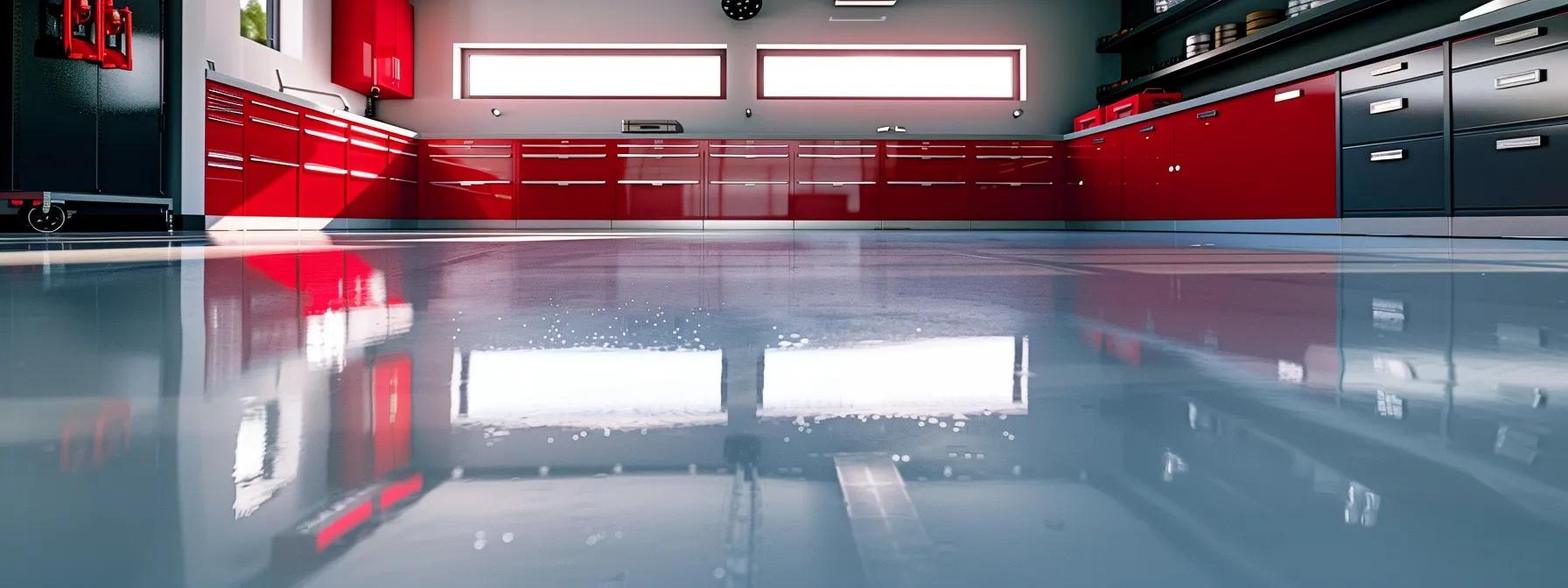 a sleek, modern garage showcases a stunning epoxy-coated floor with a glossy finish, reflecting vibrant colors and contrasting sleek storage solutions, illustrating the dramatic transformation from a basic concrete surface to a refined, sophisticated space. a sleek, modern garage showcases a stunning epoxy-coated floor with a glossy finish, reflecting vibrant colors and contrasting sleek storage solutions, illustrating the dramatic transformation from a basic concrete surface to a refined, sophisticated space.