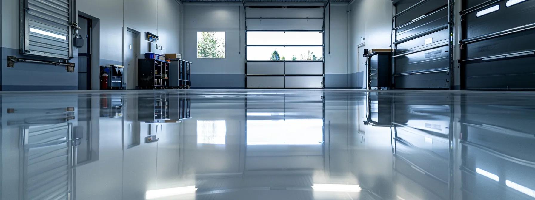 a sleek, modern workshop showcasing a gleaming epoxy-coated floor with a clear visual contrast between a dull, worn surface on one side and a vibrant, polished finish on the other, highlighting the dramatic transformation and benefits of epoxy flooring. a sleek, modern workshop showcasing a gleaming epoxy-coated floor with a clear visual contrast between a dull, worn surface on one side and a vibrant, polished finish on the other, highlighting the dramatic transformation and benefits of epoxy flooring.