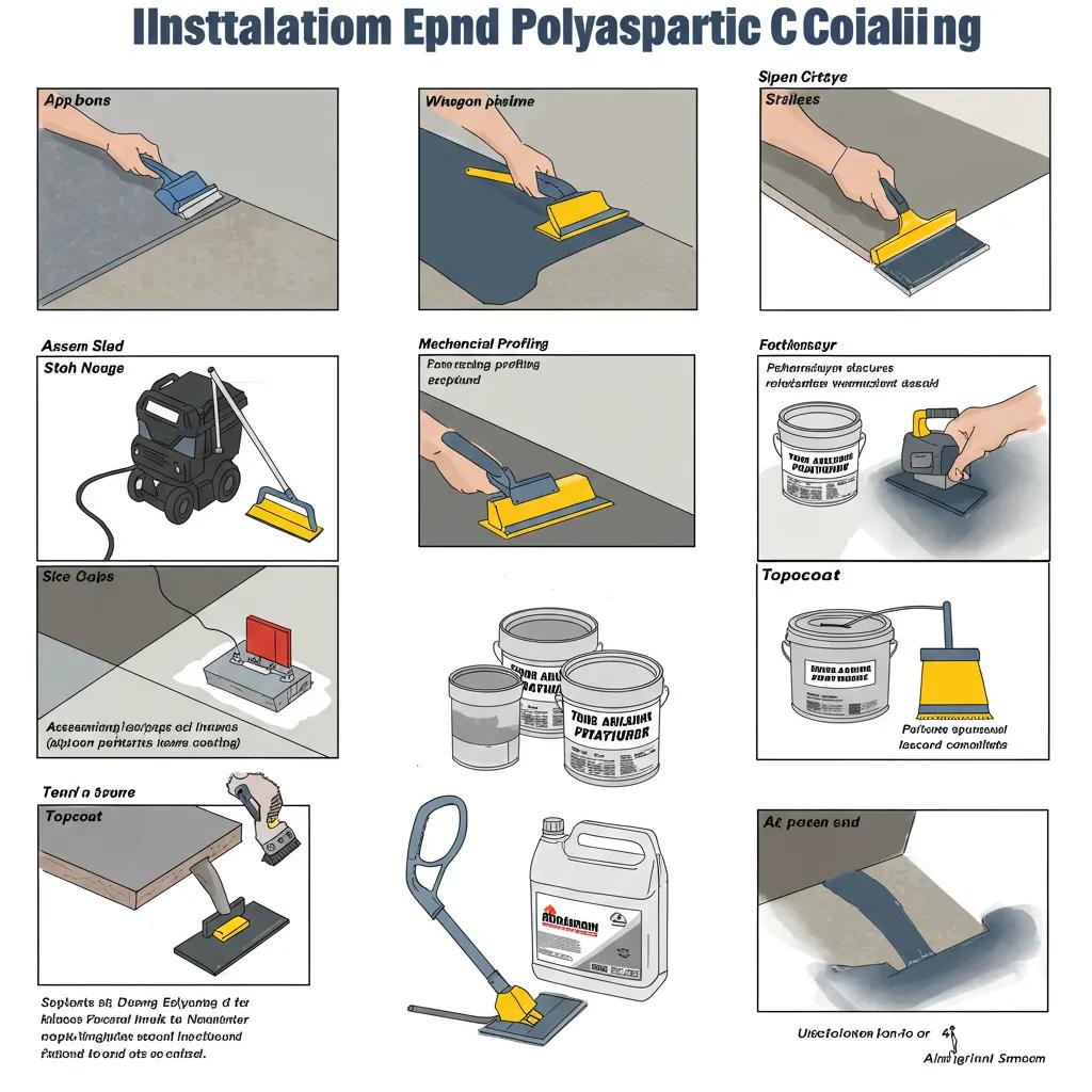 Step-by-step installation process for epoxy and polyaspartic concrete coatings